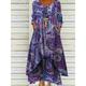 Women's Long Dress Maxi Dress Casual Dress Boho Dress Print Dress Floral Abstract Fashion Bohemian Outdoor Daily Weekend Pocket Print 3/4 Length Sleeve V Neck Dress Loose Fit Black Blue Light Purple