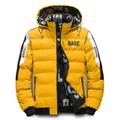 Men's Puffer Jacket Hoodie Coat Padded Zipper Pocket Print Sports Outdoor Regular Outdoor Casual / Daily Winter Letter Black Yellow Red Khaki Puffer Jacket