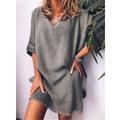 Women's Casual Dress Cotton Linen Dress T Shirt Dress Tee Dress Mini Dress Linen Cotton Blend Basic Daily Weekend Crew Neck Split Short Sleeve Summer 2023 Loose Fit White Pink Blue Plain S M L XL 2XL