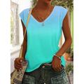 Women's Tank Top Color Gradient Casual Print Pink Sleeveless Basic Neon Bright V Neck