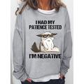 Women's Oversized Sweatshirt Pullover Cat Sports Black Pink Red Active Sports Streetwear I HAD MY PATIENCE TESTED Oversized Round Neck Long Sleeve Micro-elastic Fall Winter