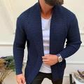 Men's Cardigan Sweater Fall Sweater Ribbed Regular Plain Open Front Warm Ups Modern Contemporary Daily Wear Going out Clothing Apparel Winter Black Blue M L XL