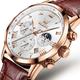 OLEVS Men Quartz Watch Sports Waterproof Moon phase Luminous Calendar Chronograph Genuine Leather Watch