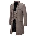 Men's Winter Coat Peacoat Coat Business Casual Winter Cotton Blend Warm Outerwear Clothing Apparel Stylish Classic Timeless non-printing Solid Color Pocket Stand Collar Double Breasted