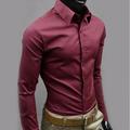 Men's Business Shirt Basic Dress Workwear Formal Shirts Regular Fit Long Sleeve Classic Collar Solid Colored Polyester Black White Pink 2024