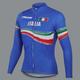21Grams Men's Cycling Jersey Long Sleeve Winter Bike Jersey Top with 3 Rear Pockets Mountain Bike MTB Road Bike Cycling Thermal Warm UV Resistant Cycling Breathable Navy Blue Blue Italy National Flag