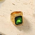 men's 14k yellow gold plated emerald cut simulated red ruby nugget style ring size 9