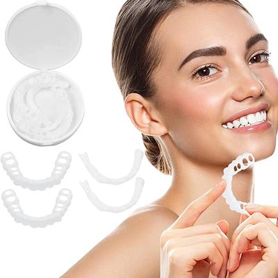 1Pack Silicone Teeth Whitening Teeth Cover Teeth Braces Simulation Denture Upper Teeth Lower Teeth Set with Box Perfect Smile