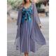 Women's Two Piece Dress Set Casual Dress Chiffon Dress Swing Dress Outdoor Office Fashion Streetwear Print Long Dress Maxi Dress V Neck Long Sleeve Floral Regular Fit Blue Purple Green Spring S M L