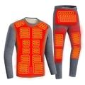 18 Areas Heating Fleece Underwear Set Winter Men Women's USB Electric Heating Long Pants Skiing Camping Hiking Thermal Clothing