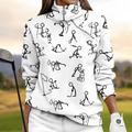 Women's Golf Pullover Sweatshirt Black White Yellow Long Sleeve Top Fall Winter Ladies Golf Attire Clothes Outfits Wear Apparel