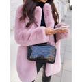 Women's Winter Coat Faux Fur Coat Warm Breathable Outdoor Valentine's Day Street Daily Wear Slim Fit Cardigan Lapel Fashion Daily Casual Solid Color Loose Fit Outerwear Long Sleeve Fall Winter Black