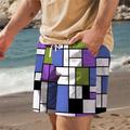 Plaid Color Block Men's Resort 3D Printed Board Shorts Swim Shorts Swim Trunks Pocket Drawstring with Mesh Lining Comfort Breathable Short Aloha Hawaiian Style Holiday Beach S TO 3XL