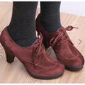 Women's Heels Pumps Boots Brogue Suede Shoes Dress Shoes Party Outdoor Work Solid Color Winter High Heel Cone Heel Elegant Vintage Fashion Suede Lace-up Black Red Blue