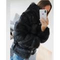 Women's Faux Fur Coat Regular Oversized Coat Sapphire Black Wine Dark Green khaki Party Party Fall Hoodie Regular Fit S M L XL XXL 3XL / Daily