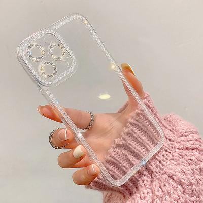 Phone Case For iPhone 14 13 12 11 Pro Max Plus X XR XS Crystal Clear Bling Glitter Shiny Shockproof Rhinestone Silicone