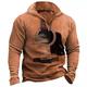 Graphic Prints Guitar Men's Designer 3D Print Zip Up Sweatshirt Daily Sports Brown Long Sleeve Half Zip Zipper Print Spring Fall Designer Hoodie Sweatshirt