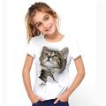 Kids Girls' 3D Cat T shirt Tee Short Sleeve Cat Graphic Animal Rainbow Children Tops Active Cute 3-12 Years