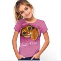 Kids Girls' 3D Cat T shirt Tee Short Sleeve Cat Graphic Animal Rainbow Children Tops Active Cute 3-12 Years