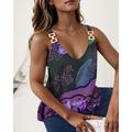 Women's Tank Top Floral Leopard Casual Holiday Print Purple Sleeveless Fashion V Neck Summer