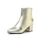 Women's Boots Metallic Boots Heel Boots Daily Solid Colored Booties Ankle Boots Winter Chunky Heel Pointed Toe Classic PU Leather Zipper Silver Black Gold