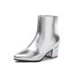 Women's Boots Metallic Boots Heel Boots Daily Solid Colored Booties Ankle Boots Winter Chunky Heel Pointed Toe Classic PU Leather Zipper Silver Black Gold