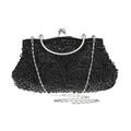Women's Clutch Bags Polyester for Evening Bridal Wedding Party with Beading Vintage Fashion in Silver Black Champagne