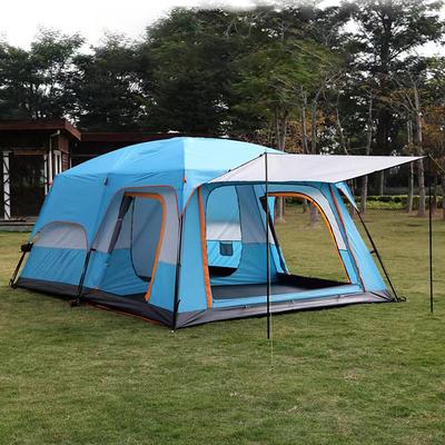 3-4 Person Camping Tent Family Tent Outdoor Windproof UPF50 Rain Waterproof Double Layered Poled Two-Bedroom and One-Living Room Tent Thickened Rainproof Tent Polyester 330210185 cm