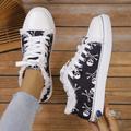 Women's Sneakers Canvas Shoes Animal Print Plus Size Canvas Shoes Daily 3D Summer Lace-up Flat Heel Round Toe Casual Comfort Preppy Canvas Lace-up Black Yellow Pink