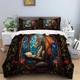 2PCS/3PCS Retro Retro Abstract Fire Dragon Pattern Bed Set Duvet Cover Lightweight and Soft Suitable for Adult and Child Big Bed Small Bed Set