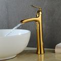 Waterfall Bathroom Faucet, Rustic Nickel Single Handle One Hole Brass Waterfall Bathroom Sink Faucet with Hot and Cold Water