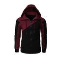 Men's Full Zip Hoodie Jacket Sweat Jacket Black White Wine Red Blue Hooded Graphic Color Block Zipper Casual Cool Casual Big and Tall Winter Spring Fall Clothing Apparel Hoodies Sweatshirts Long