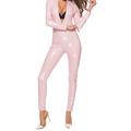 Women's Sexy Bodies Jumpsuit One Piece Pajama Pure Color Fashion Sexy Uniforms Comfort Christmas Street Xmas Bed Spandex Breathable Stand Collar Long Sleeve Elastic Waist Fall Winter Black Pink