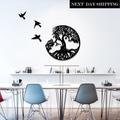 Tree of Life Metal Wall Art with Birds, Black Metal Wall Decorative Art with Birds for Living Room, Bathroom, Kitchen