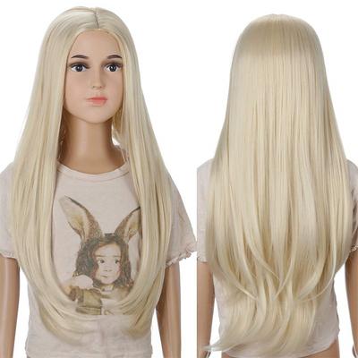 Kids Long Blonde Princess Wig - Kids Carnival Costume Accessories Blonde Wigs Synthetic Fancy Dress Play Wigs