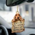 Dog Car Hanging Ornament,Acrylic 2D Flat Dog in The Hands of God Printed 2D Flat Keychain, Optional Acrylic Ornament and Car Rear View Mirror Accessories Dog Memorial Gifts Pack