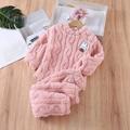 Kids Girls' Pajama Set Long Sleeve Pink Beige Solid Color Rabbit Crewneck Winter Active Home 7-13 Years