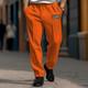 Men's Sweatpants Joggers Trousers Straight Leg Sweatpants Pleated Pants Drawstring Elastic Waist Straight Leg National Flag Comfort Breathable Casual Daily Holiday Sports Fashion Pumpkin Black