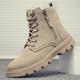 Men's Boots Combat Boots Walking Sporty Athletic PU Booties / Ankle Boots Zipper Lace-up Black Khaki Fall
