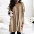 Women's Plus Size Shirt Tunic T shirt Dress Tunic Shirts Solid Colored Daily Black White Light Green Long Sleeve Basic Round Neck Loose Fit Fall Fall Winter