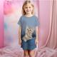 Girls' 3D Cat Pajamas Nightdress Short Sleeve 3D Print Summer Active Fashion Cute Polyester Kids 3-12 Years Crew Neck Home Causal Indoor Regular Fit
