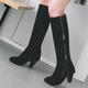 Women's Boots Plus Size Riding Boots Heel Boots Outdoor Daily Knee High Boots Buckle Kitten Heel Round Toe Vintage Fashion Minimalism Faux Leather Zipper Black Army Green Brown