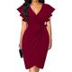 Women's Work Dress Black Dress Sheath Dress Semi Formal Dress Office Daily Workfashion Mini Dress Lace up Ruched V Neck Short Sleeve Plain Regular Fit Black Pink Wine Fall Winter