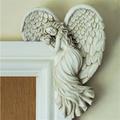 Door Frame Angel Decor Statues Ornaments with Heart-Shaped Wings Sculpture Angel in Your Corner Resin Wall Sculpture Crafts for Home Living Room Bedroom Decoration