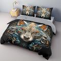 3D Wolf Print Duvet Cover Bedding Sets Comforter Cover with 1 Duvet Cover or Coverlet,1Sheet,2 Pillowcases for Double/Queen/King(1 Pillowcase for Twin/Single)