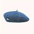 Denim Beret Hat With Button For Women Vintage Beanie Hat Outdoor Streetwear Stylist Painter Hat