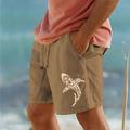 Men's Cotton Shorts Summer Shorts Beach Shorts Print Drawstring Elastic Waist Animal Fish Comfort Breathable Short Outdoor Holiday Going out Cotton Blend Hawaiian Casual White Blue White