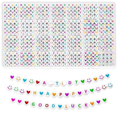 1400pcs Clay Beads Letter Beads Kit, 4x7 mm White Acrylic Alphabet Beads Letter Beads for Jewelry Making Number Beads Heart Beads Friendship Bracelet Beads Making