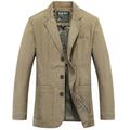 Men's Jacket Blazer Work Business Warm Wearable Formal Style Spring Fall Solid Color Artistic / Retro Regular Brown black khaki Army Green Jacket