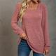 Women's T shirt Tee Cotton Plain Casual Daily Holiday Light Blue Pink Apricot Long Sleeve Basic U Neck Regular Fit Fall Winter